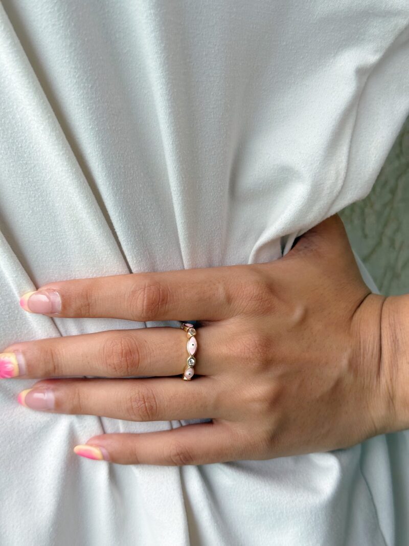 Pink Teardrop Evil Eye Ring