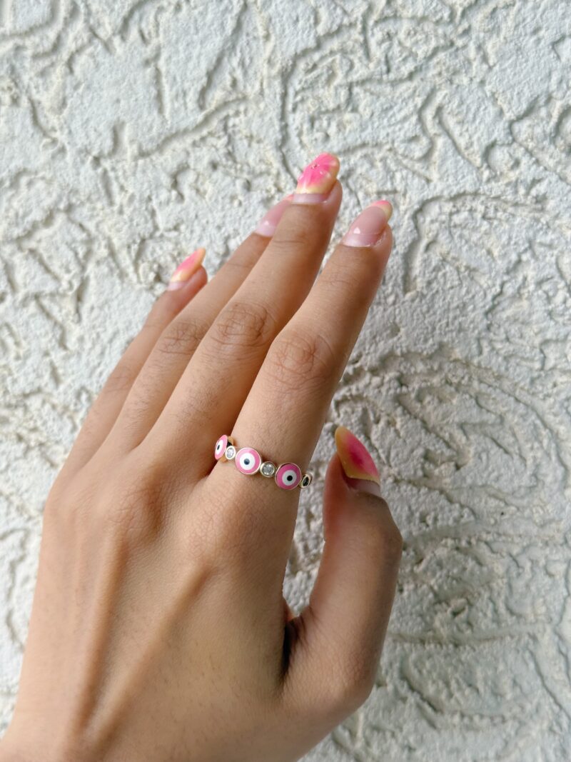 Hot Pink Evil Eye Ring