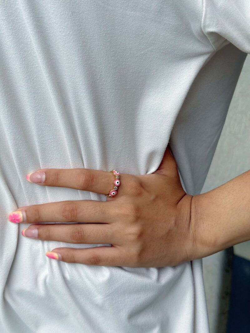 Hot Pink Evil Eye Ring - Image 3