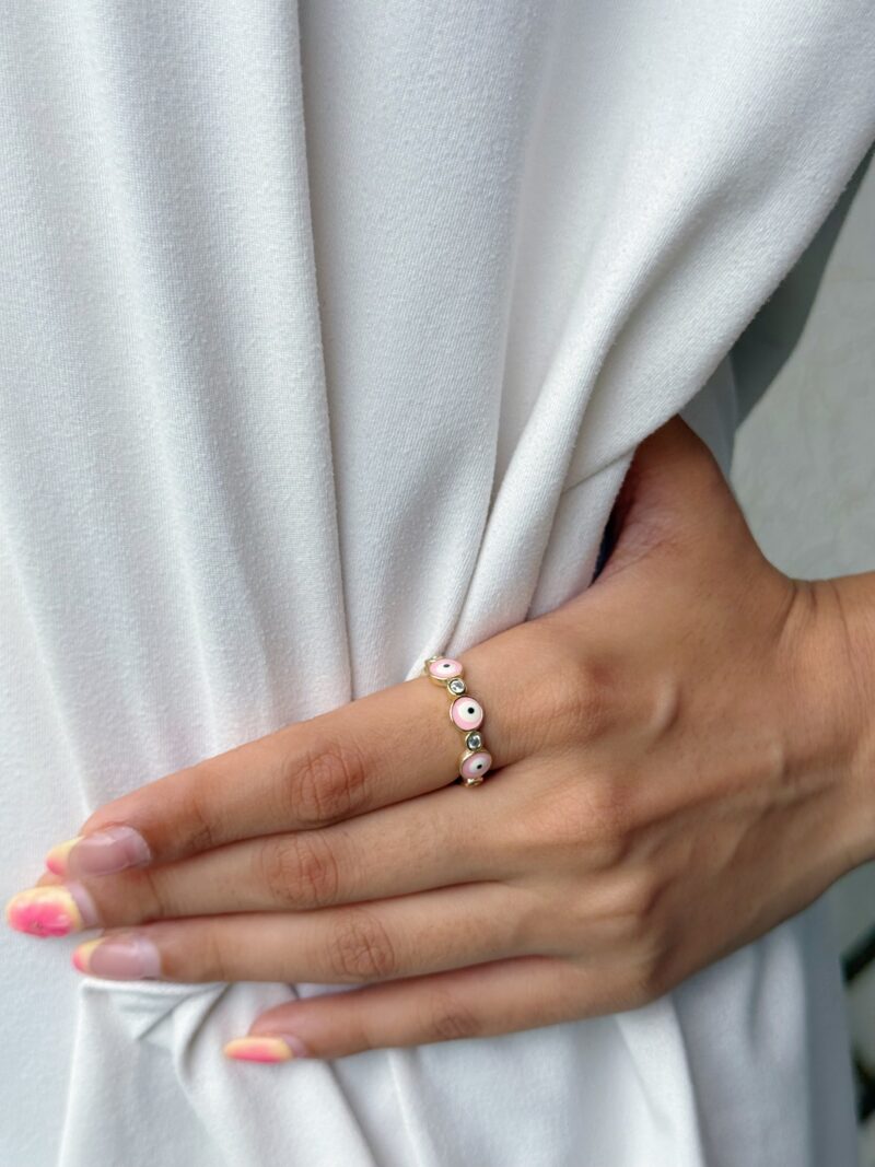 Baby Pink Evil Eye Ring - Image 3