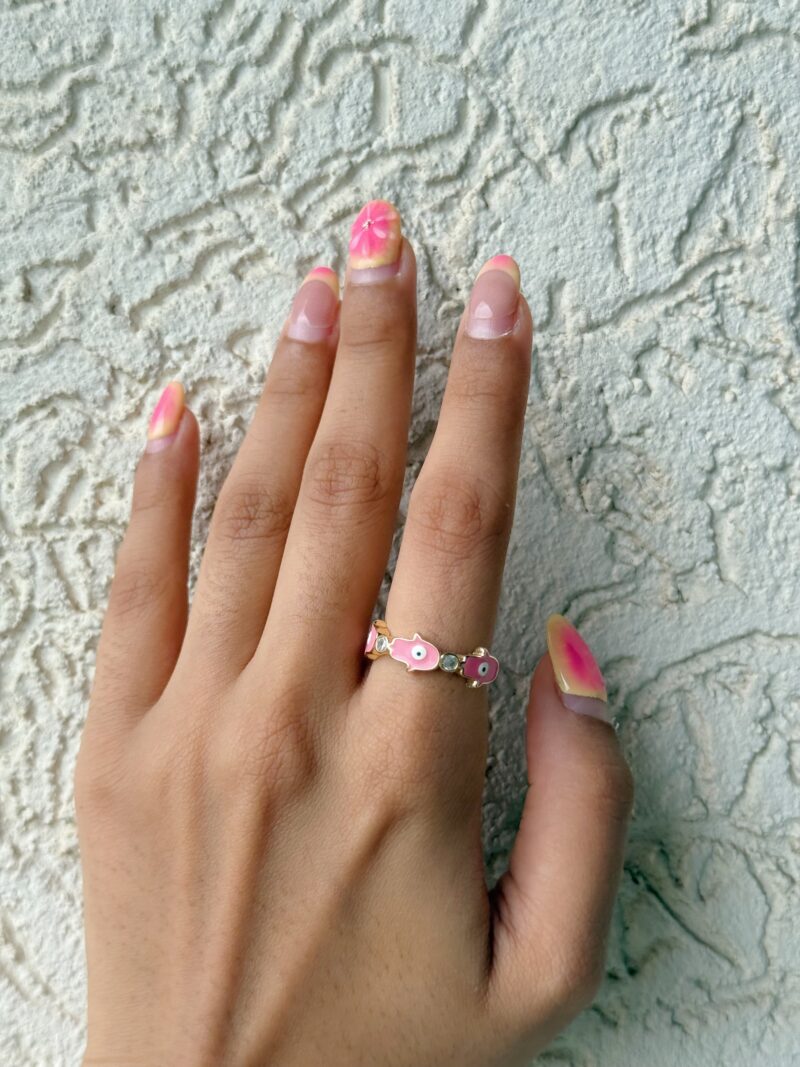 Pink Hamsa Ring - Image 2