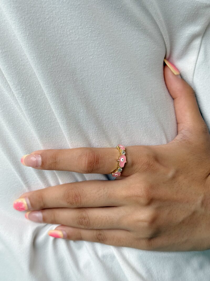 Pink Hamsa Ring