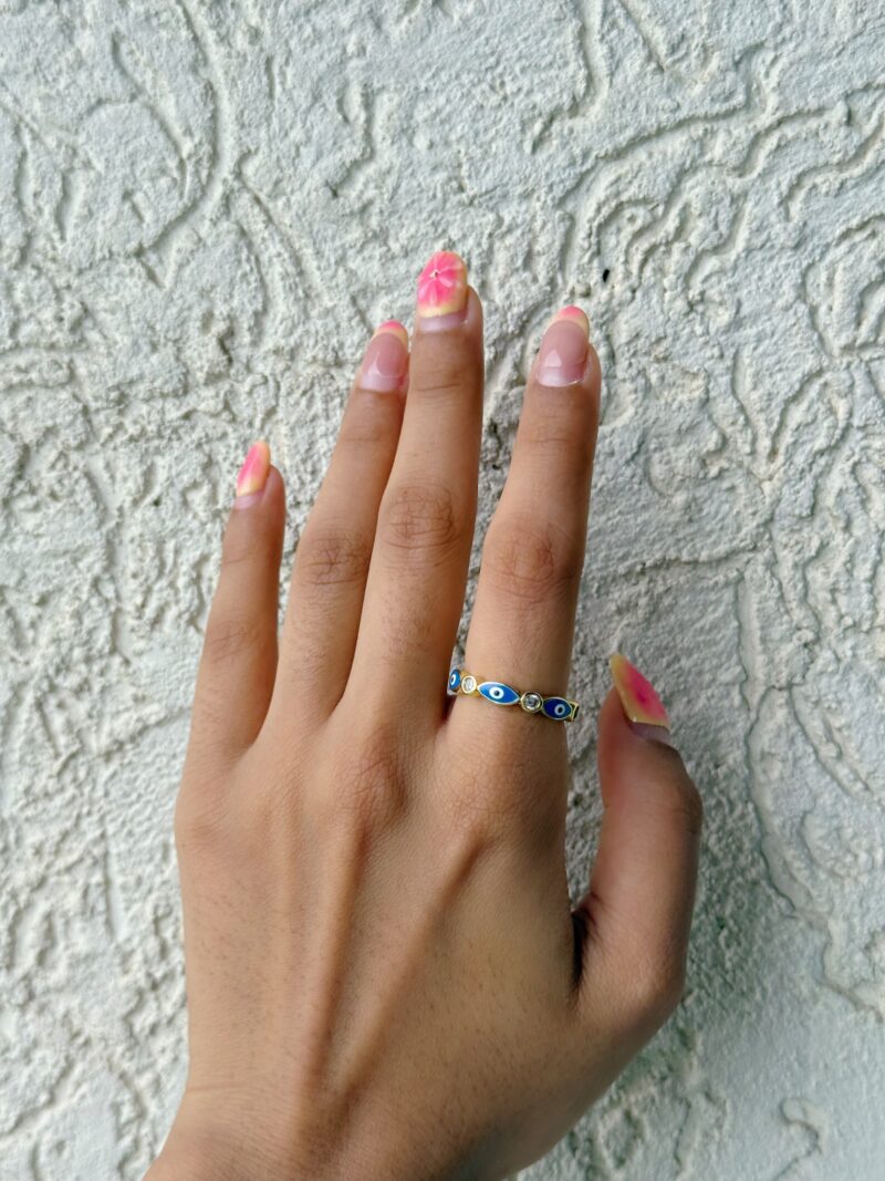 Blue Teardrop Evil Eye Ring