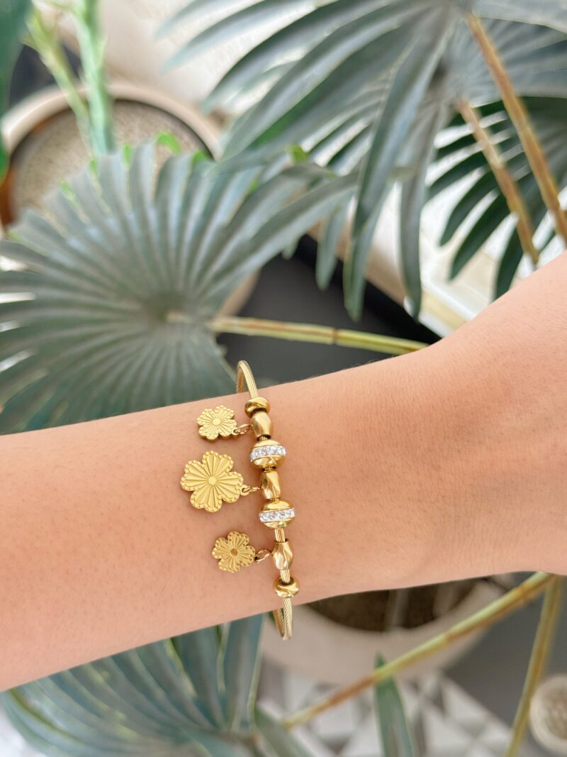 Gold Clover Charm Bracelet - Image 3
