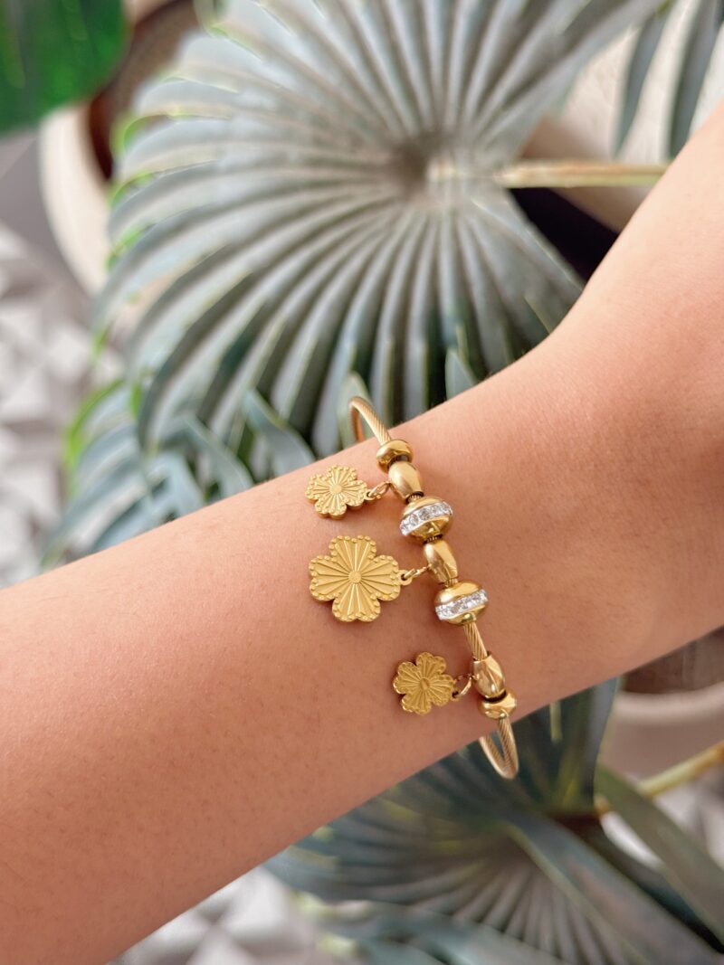 Gold Clover Charm Bracelet