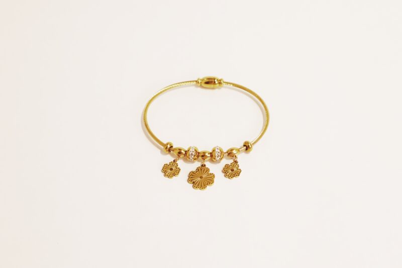 Gold Clover Charm Bracelet - Image 4