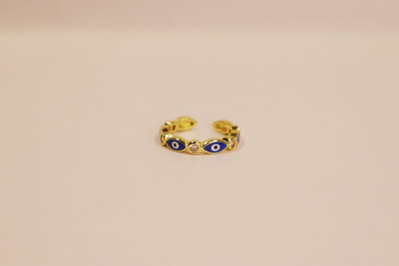 Blue Teardrop Evil Eye Ring - Image 3