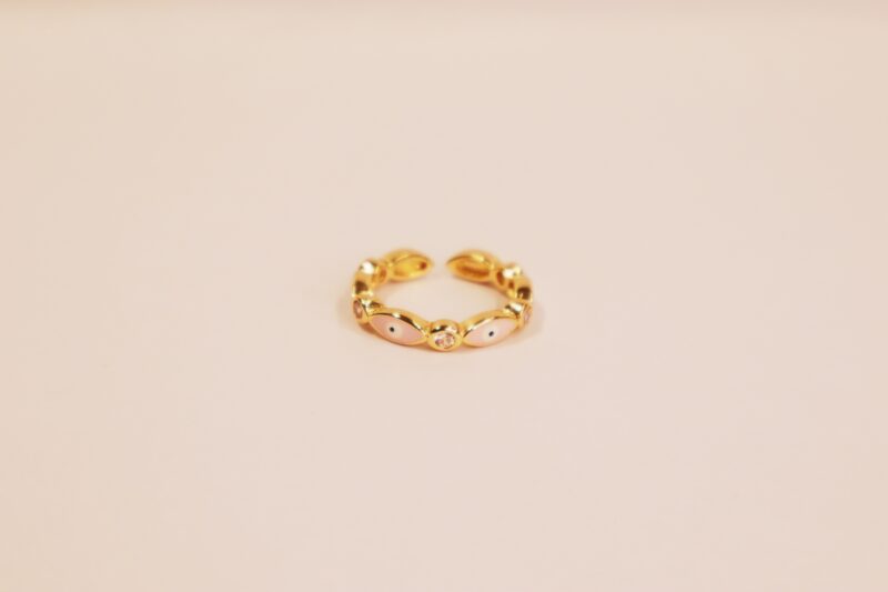Pink Teardrop Evil Eye Ring - Image 2