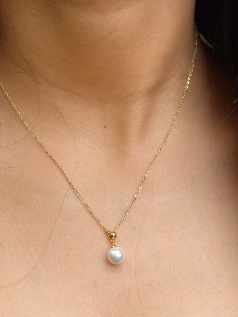 Gold Pearl Drop Necklace - Image 2
