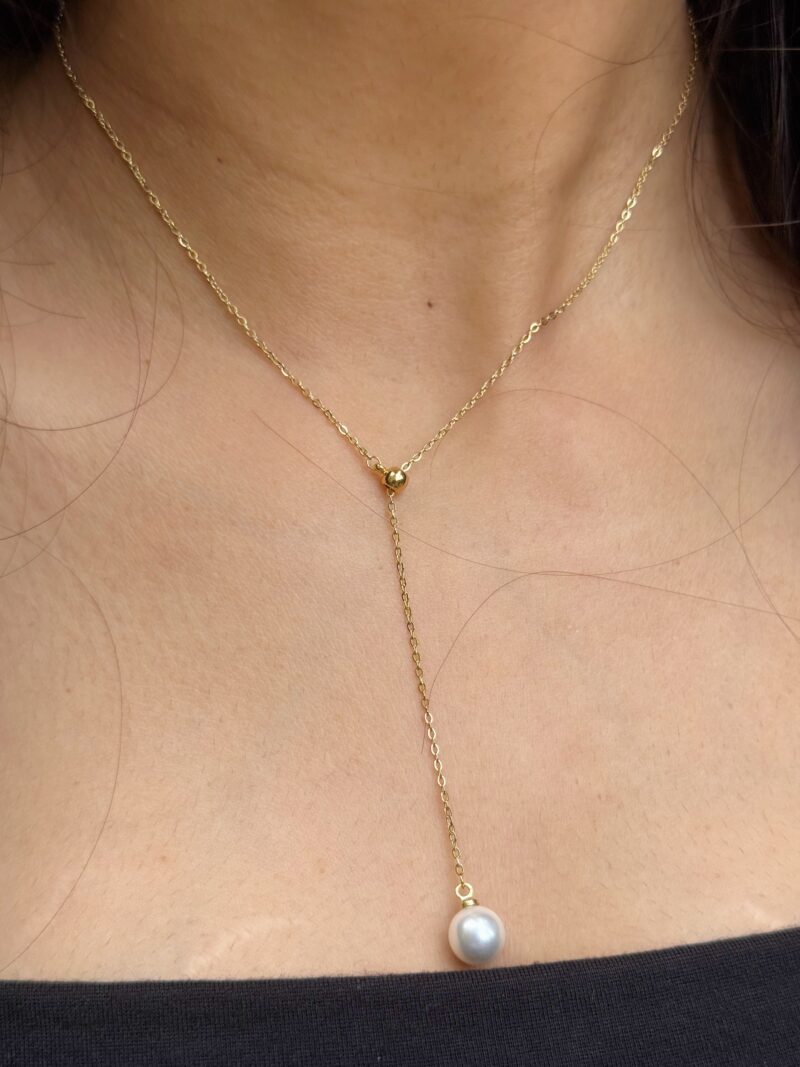 Gold Pearl Drop Necklace