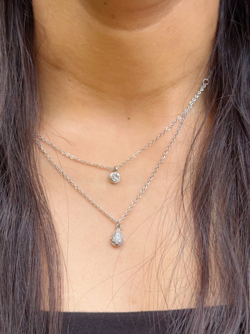 Double Layer Silver Necklace - Image 3