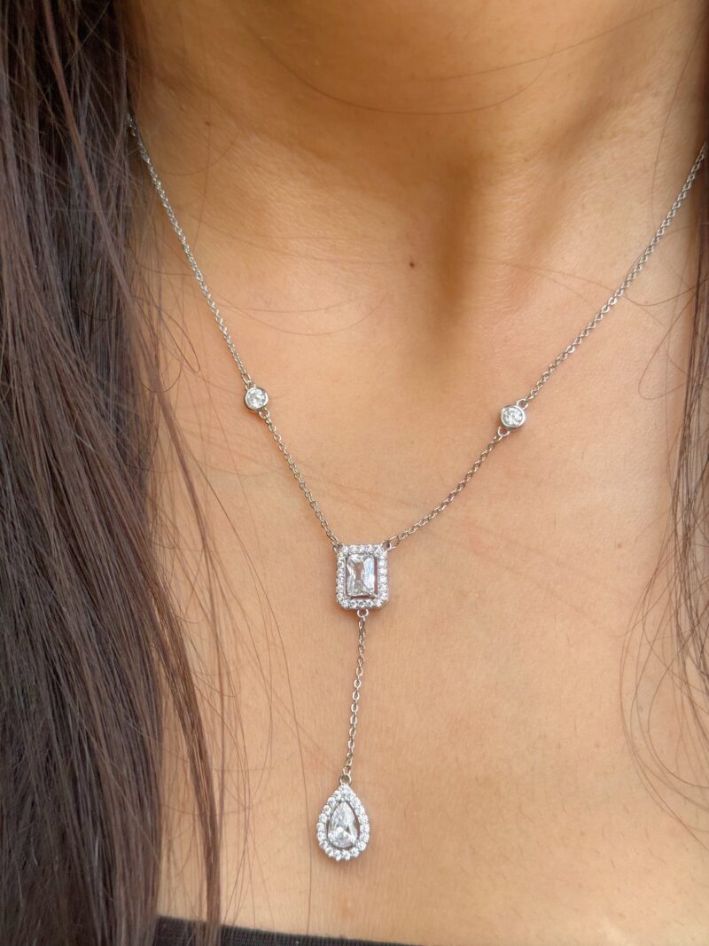 Silver Stone Drop Necklace - Image 2